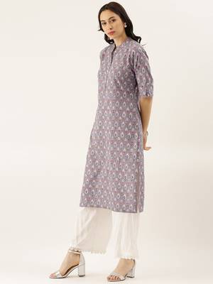 Grey printed cotton cotton-kurtis 2
