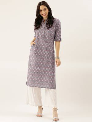 Grey printed cotton cotton-kurtis 4