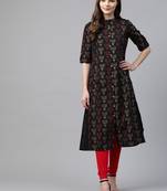 Black printed cotton ethnic-kurtis