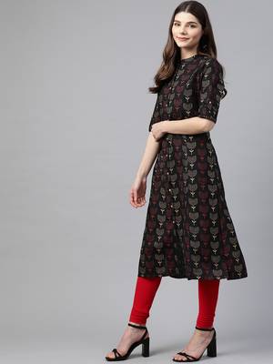 Black printed cotton ethnic-kurtis 2