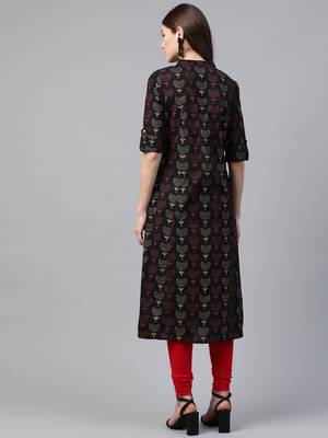 Black printed cotton ethnic-kurtis 3