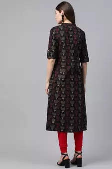 Black printed cotton ethnic-kurtis