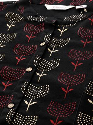 Black printed cotton ethnic-kurtis 4