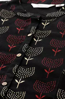 Black printed cotton ethnic-kurtis