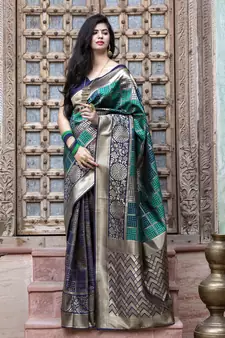 Navy blue Banarasi Weaving Silk Traditional Rajwadi saree