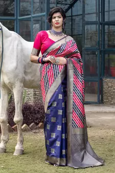 Blue Banarasi Weaving Silk Traditional Rajwadi saree