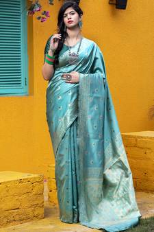 Light green Banarasi Weaving Silk Traditional Rajwadi saree