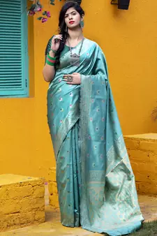 Light green Banarasi Weaving Silk Traditional Rajwadi saree