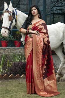 Red Banarasi Weaving Silk Traditional Rajwadi saree