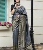 Grey Banarasi Weaving Silk Traditional Rajwadi saree