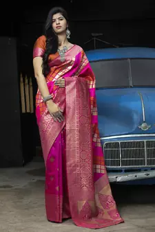 Pink Banarasi Weaving Silk Traditional Rajwadi saree