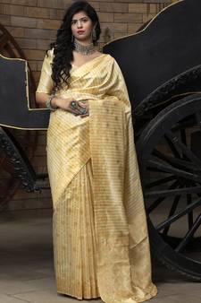 Light brown Banarasi Weaving Silk Traditional Rajwadi saree