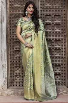 Light green Weaving Silk Traditional Patola Saree