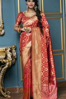 Red Weaving Silk Traditional Patola Saree