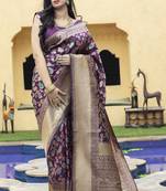 enticing Purple Woven Banarasi Silk festival saree