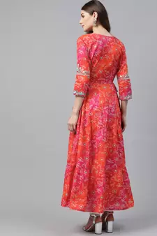 Pink embroidered cotton cotton-kurtis