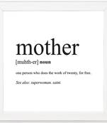 Mother Meaning     Typography White Framed Wall Hanging Art Print for Office   Home  Reading Room  ( 8x8 ) Inch