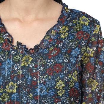 WOZTY Women's Floral Regular fit Cut Out Sleeve Top 5