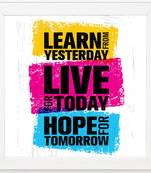 Live for Today   Typography White Framed Wall Hanging Art Print for Office   Home  Reading Room  ( 8x8 ) Inch