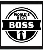 World's Best Boss   Typography Black Framed Wall Hanging Art Print for Office   Home  Reading Room  ( 8x8 ) Inch
