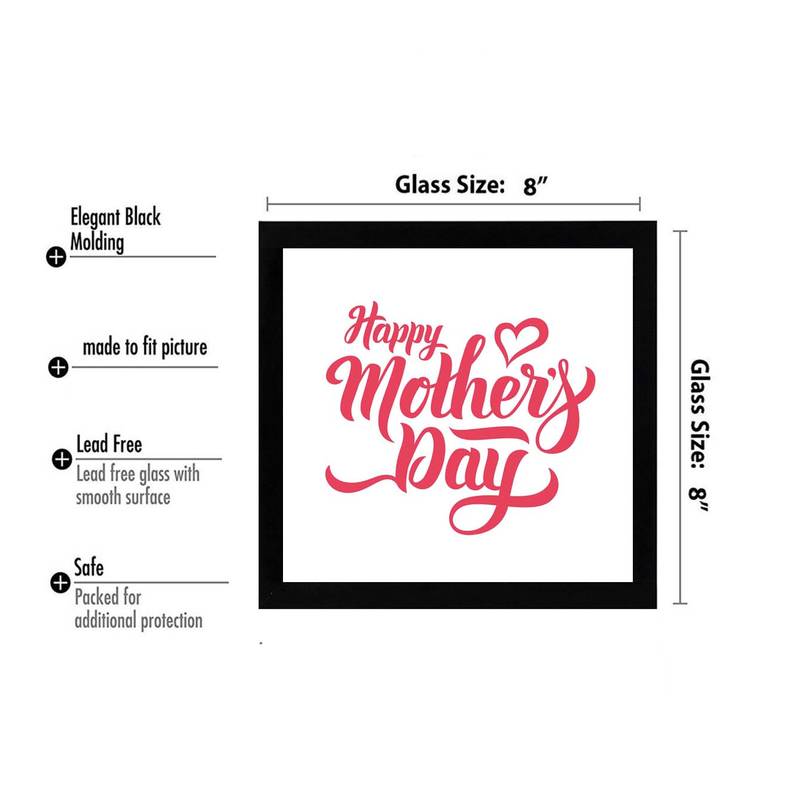 Happy Mothers Day   Typography Black Framed Wall Hanging Art Print for Office   Home  Reading Room  ( 8x8 ) Inch