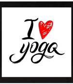 I Love Yoga   Typography Black Framed Wall Hanging Art Print for Office   Home  Reading Room  ( 8x8 ) Inch