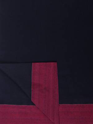 Navy Blue Plain Work Khadi Cotton Handloom Saree With Blouse 5