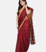 Maroon Woven Chanderi Saree With Blouse