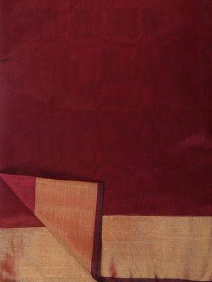 Maroon Woven Chanderi Saree With Blouse 4