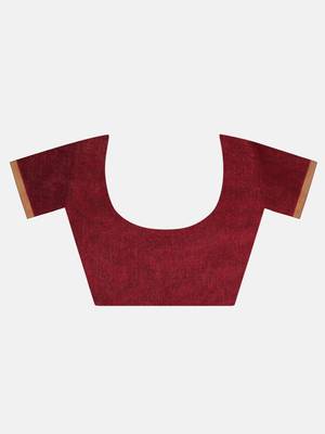 Maroon Woven Chanderi Saree With Blouse 5