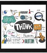 Think Idea     Typography Black Framed Wall Hanging Art Print for Office   Home  Reading Room  ( 8x8 ) Inch