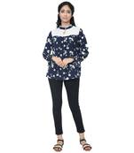 WOZTY WOMEN Navy Printed Yoke Top