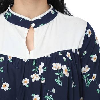 WOZTY WOMEN Navy Printed Yoke Top 5