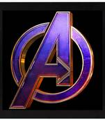 Avenger Logo  Super Hero's Black Framed Wall Hanging Art Print for Office  Home Reading Room  ( 8x8 ) Inch