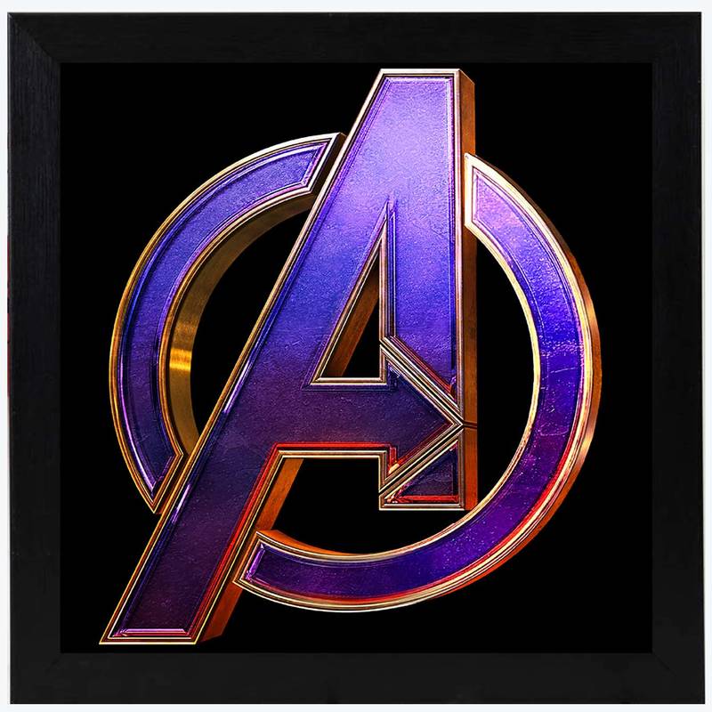 Avenger Logo  Super Hero's Black Framed Wall Hanging Art Print for Office  Home Reading Room  ( 8x8 ) Inch