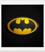 Batman Logo  Super Hero's White Framed Wall Hanging Art Print for Office  Home Reading Room  ( 8x8 ) Inch