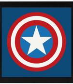 Captain America Shield Symbol  Super Hero's Black Framed Wall Hanging Art Print for Office  Home Reading Room