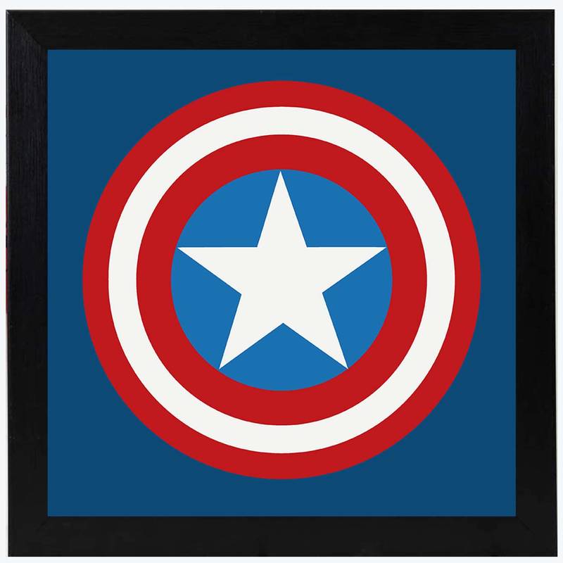 Captain America Shield Symbol  Super Hero's Black Framed Wall Hanging Art Print for Office  Home Reading Room