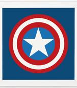 Captain America Shield Symbol  Super Hero's White Framed Wall Hanging Art Print for Office  Home Reading Room