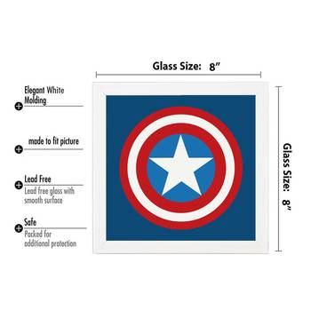 Captain America Shield Symbol  Super Hero's White Framed Wall Hanging Art Print for Office  Home Reading Room 3