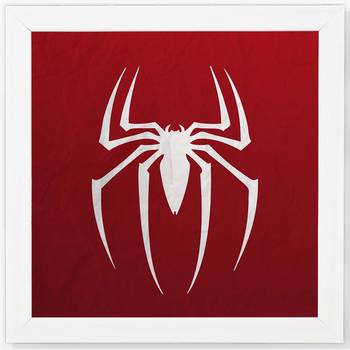 Spider Man   Super Hero's White Framed Wall Hanging Art Print for Office  Home Reading Room  ( 8x8 ) Inch 1