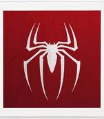 Spider Man   Super Hero's White Framed Wall Hanging Art Print for Office  Home Reading Room  ( 8x8 ) Inch