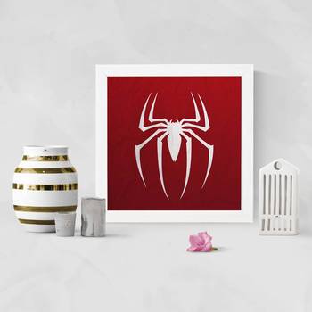 Spider Man   Super Hero's White Framed Wall Hanging Art Print for Office  Home Reading Room  ( 8x8 ) Inch 2
