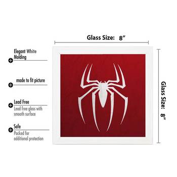 Spider Man   Super Hero's White Framed Wall Hanging Art Print for Office  Home Reading Room  ( 8x8 ) Inch 3