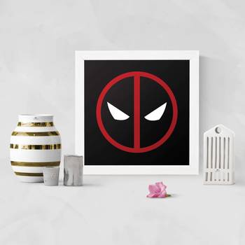 Dead Pool  Super Hero's White Framed Wall Hanging Art Print for Office  Home Reading Room  ( 8x8 ) Inch 2