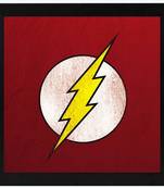 Flash Symbol  Super Hero's Black Framed Wall Hanging Art Print for Office  Home Reading Room  ( 8x8 ) Inch