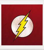 Flash Symbol  Super Hero's White Framed Wall Hanging Art Print for Office  Home Reading Room  ( 8x8 ) Inch
