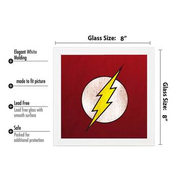 Flash Symbol  Super Hero's White Framed Wall Hanging Art Print for Office  Home Reading Room  ( 8x8 ) Inch 3