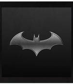Bat man Symbol  Super Hero's Black Framed Wall Hanging Art Print for Office  Home Reading Room  ( 8x8 ) Inch