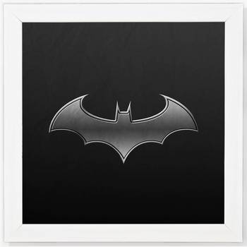 Bat man Symbol  Super Hero's White Framed Wall Hanging Art Print for Office  Home Reading Room  ( 8x8 ) Inch 1